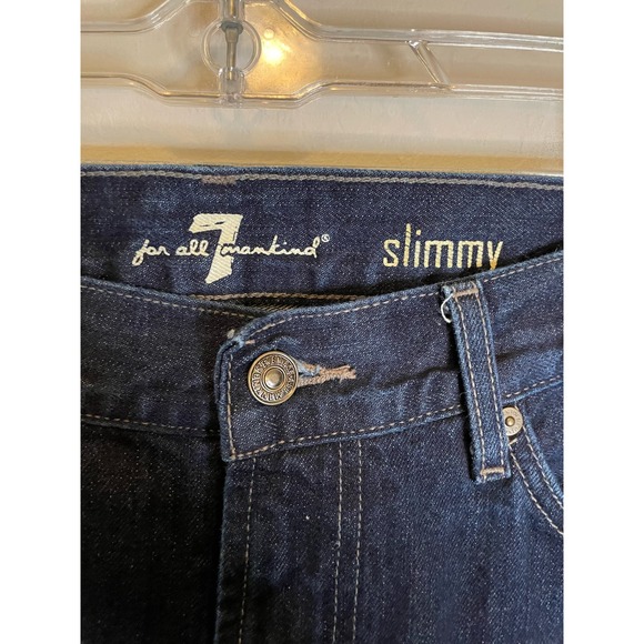 7 For All Mankind | Dark Wash "Slimmy" Full Length Denim Jean Size 32 - Picture 2 of 5